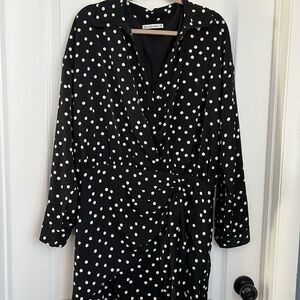 Black and White Polka Dot Wrap Dress